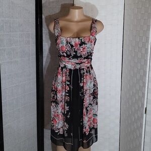 Bay Studio Pink Floral Scoop Neck Midi Dress